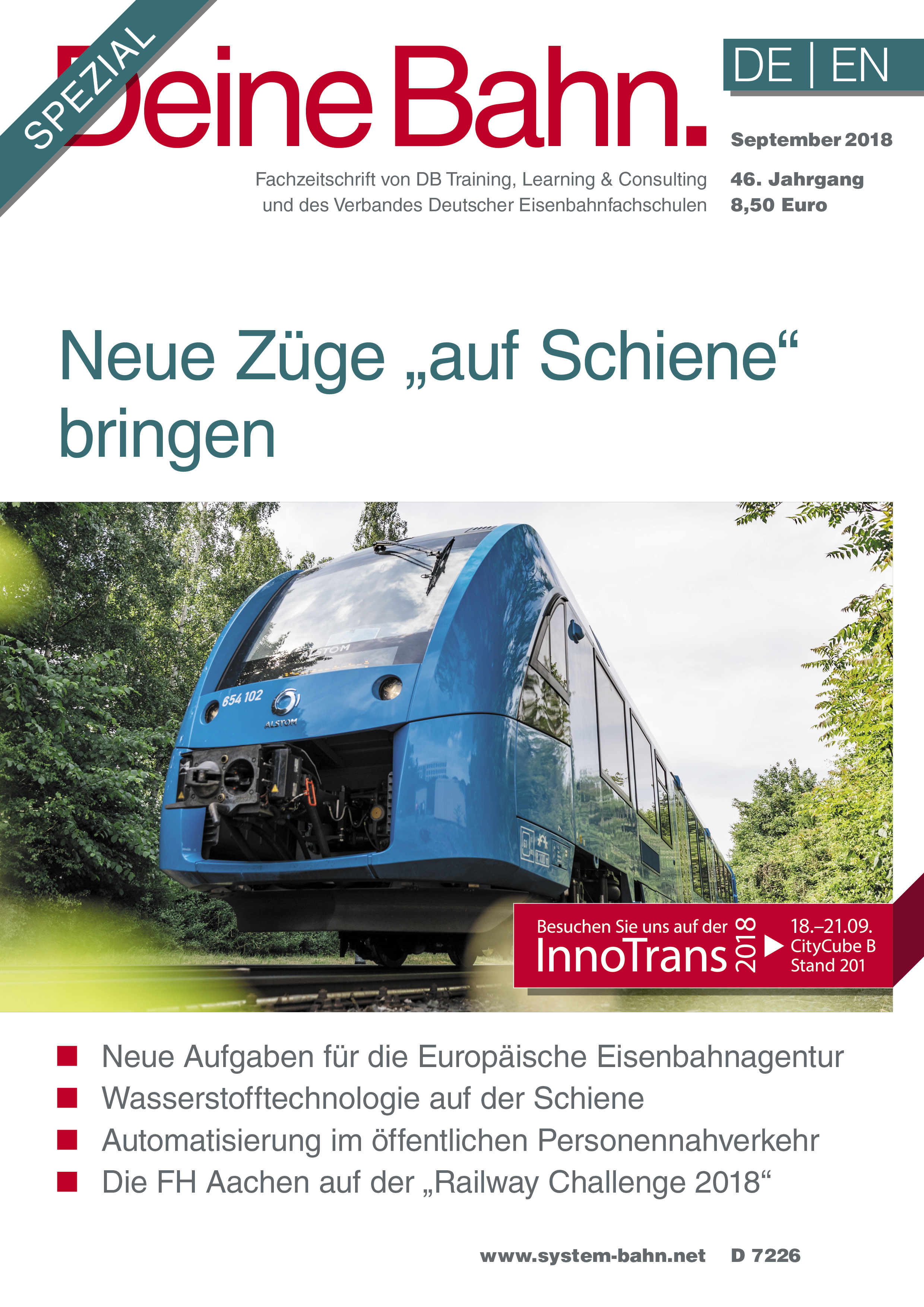 zeitschrift deine bahn september 2018 umschlagmotiv deutschsprachiger Teil